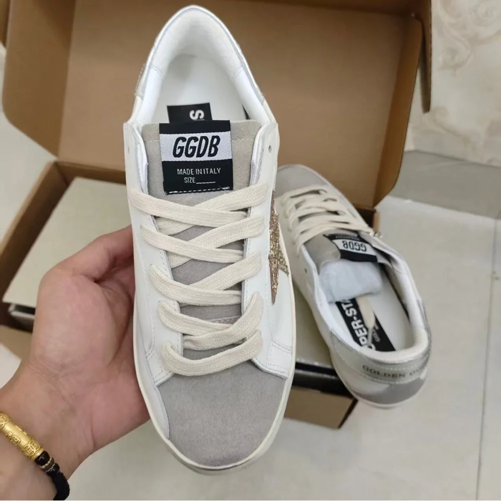 Golden Goose White and Gold Women's Sneakers - Picture 4 of 5